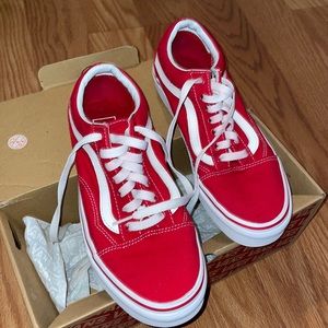 Vans, size 8 women’s, red and white